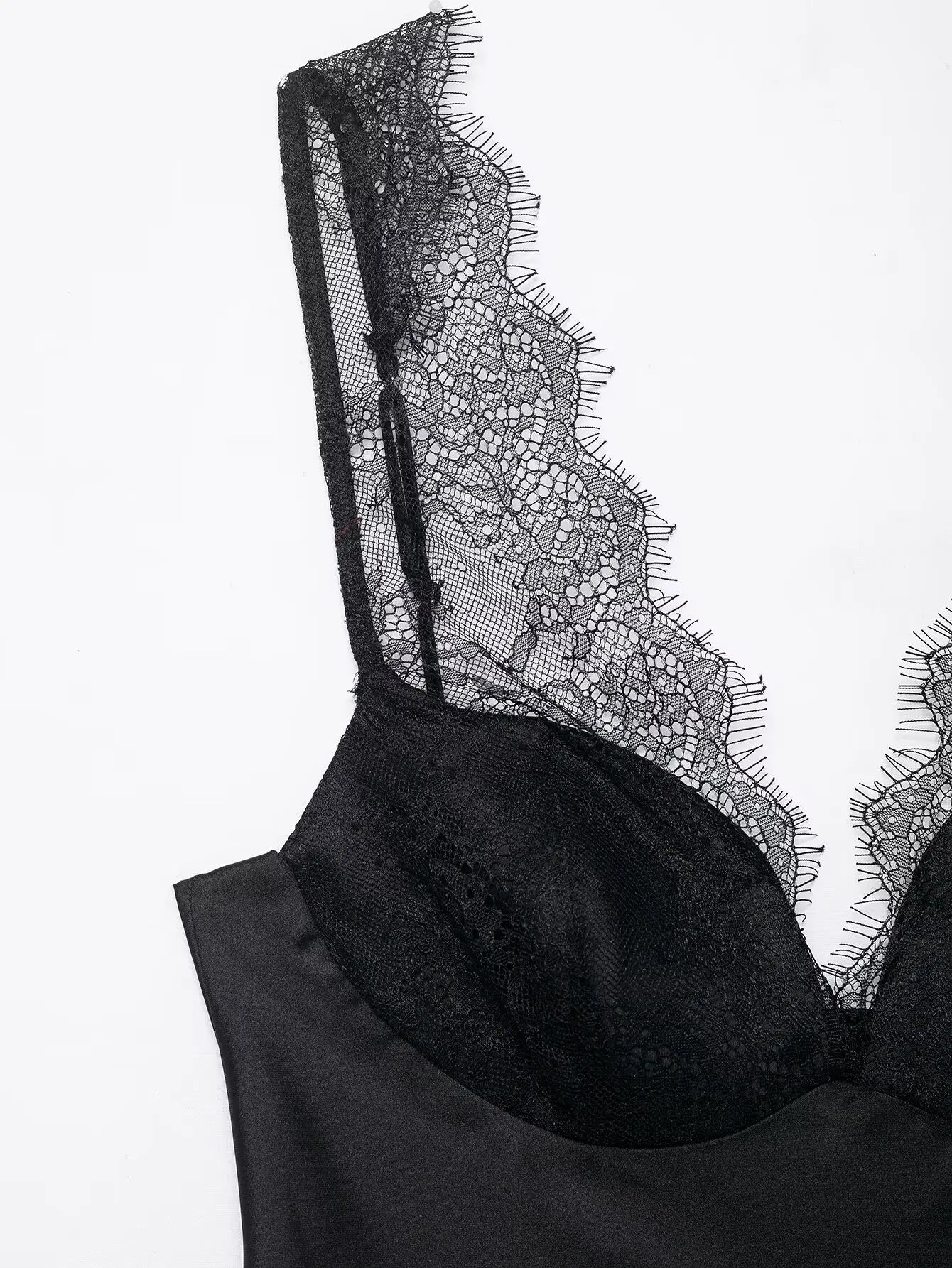 Elegant Women Lace Splice Sexy Satin Sling Tops 2026 Spring Summer Fashion Female V-Neck Backless Slimming Underwear Vest