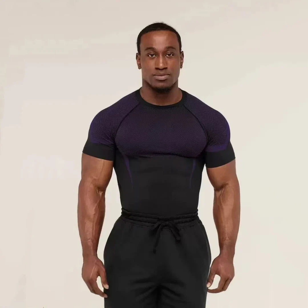 Agate Fitness T-shirt, SHARK Logo Elastic Top, Men's and Women's Fitness Short Sleeves