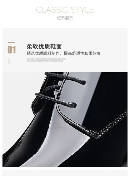 Spring British Style Formal Dress Shoes Black Business Oxfords For Groom Wedding Office Comfortable Big Size Footwear Non Slip
