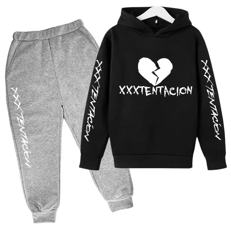 Kids Spring Hip Hop Star Print Tracksuits 4-14 Year Boys Girls Fashion Streetwear rap Hoodie+Pants Outfits Sets Children Clothes