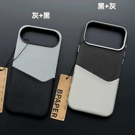 Case For iPhone 17 Pro Max Air Leather and Fabric Splicing Texture Card Insertion Magnetic Phone Cover For iPhone 17 Pro Shell