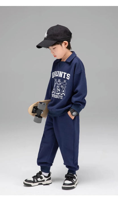 Spring Autumn Girls Boys Alphabet Workout Preppy Sweatshirt+Sweatpant School Kids Tracksuit Child 2PCS Outfit Jogger Set 3-14Yrs
