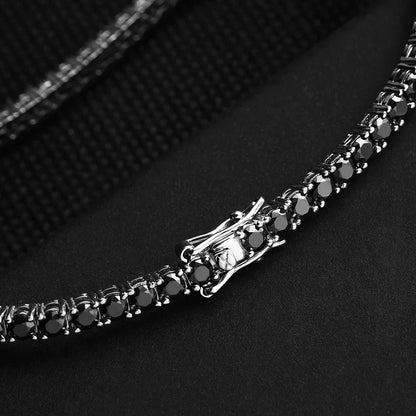Certified Real 3/4/5/6.5MM Full Black Moissanite Tennis Bracelet for Women Men S925 Silver Link Bracelets Fine Jewelry