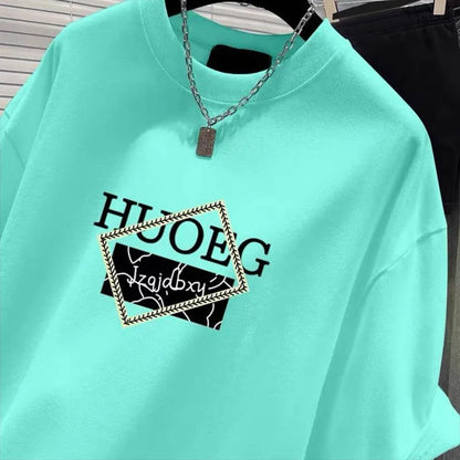 Women's Clothing European Style Pure Cotton Short Sleeve T-shirt Summer Casual Loose O-neck Printing Top Tee Lady Basic Pullover