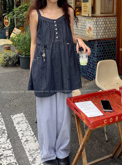 Korean Sle ort Denim Overalls Women's Faionable Summer Dr Vest Dr No Brand Commute Sle 00% Other Material
