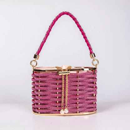 Handbag Shoulder Glitter Pearl Wedding Party Clutch Purse Diamonds Shiny Beading Evening Bag Crossbody Rhinestone Luxury Woman