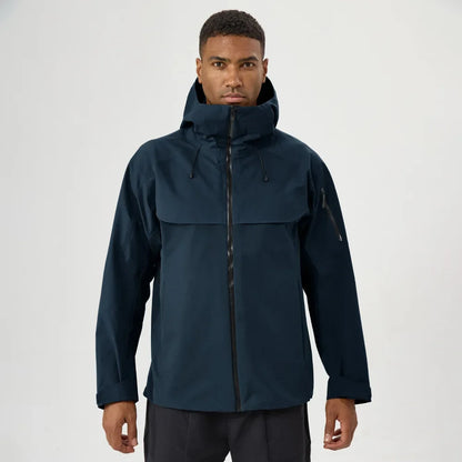 Autumn and Winter Hard-Shell Windbreaker Windproof Rainproof Breathable Outdoor Hiking Mountaineering Ski Suit Hooded Jacket