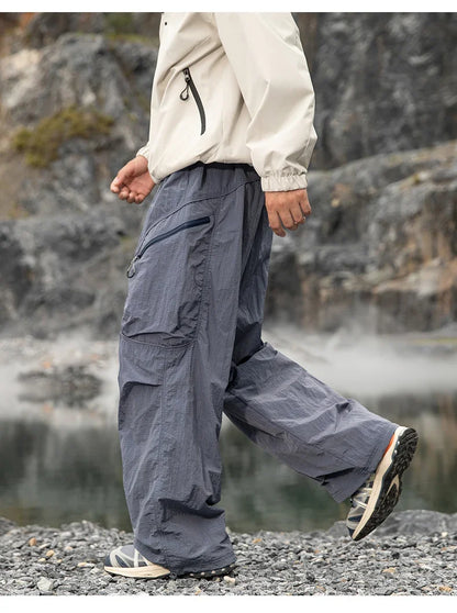 Male Hiking Pants Outdoor Waterproof Mountaineering Sports Trousers Autumn Elastic Waist Breathable Camping Fishing Cargo Pants