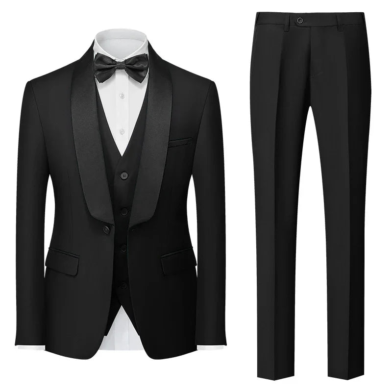 Red Men's Suit 3 Piece, Wedding Party Dress Jacket with Pants Vest, Blue, Green, Gray, Black Available, Asian Size M-5XL 6XL