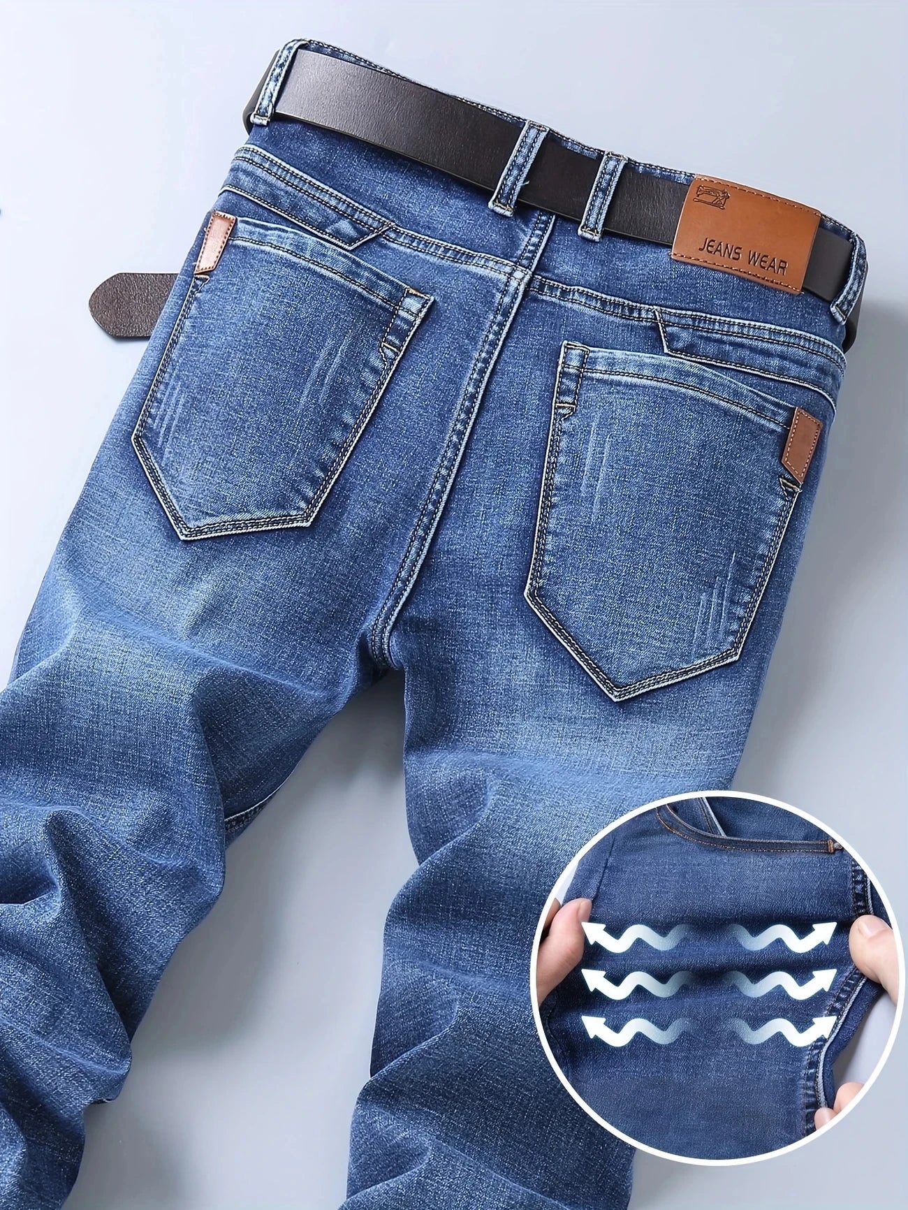New Business Men's Jeans Casual Straight Stretch Fashion Classic Blue  Work Denim Trousers Male Brand Clothing 29-40size