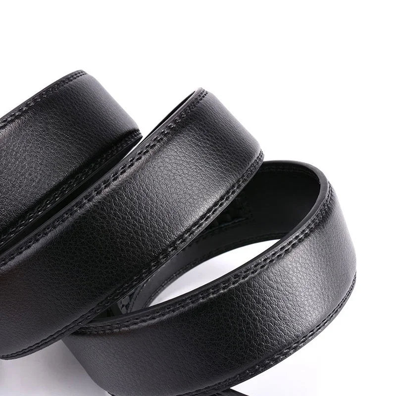 Men's High-Quality Genuine Leather Belt Adjustable Automatic Buckle Black/Brown Cuttable Ratchet Belt for Men