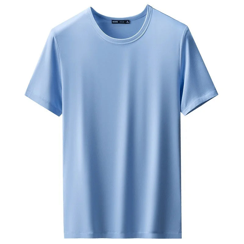 47% Cotton 47% Modal 6% Spandex T Shirt Men Short Sleeved Summer Round Neck Undershirt Plus Size Men's Solid Color Tops Tees
