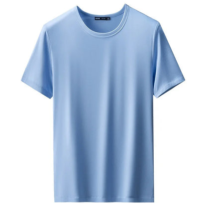 47% Cotton 47% Modal 6% Spandex T Shirt Men Short Sleeved Summer Round Neck Undershirt Plus Size Men's Solid Color Tops Tees