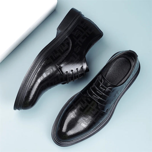 summer Men Elevator Shoes Dress Shoes Formal Leather Quality Busincess Lift 6CM 8CM Height Increased Man Elegance Wedding Shoes