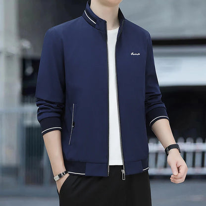 Spring Autumn New Men Lapel Jacket Coats Fashion Fabric Comfortable Breathable Sweat Absorption Comfortable Slim Version Coats