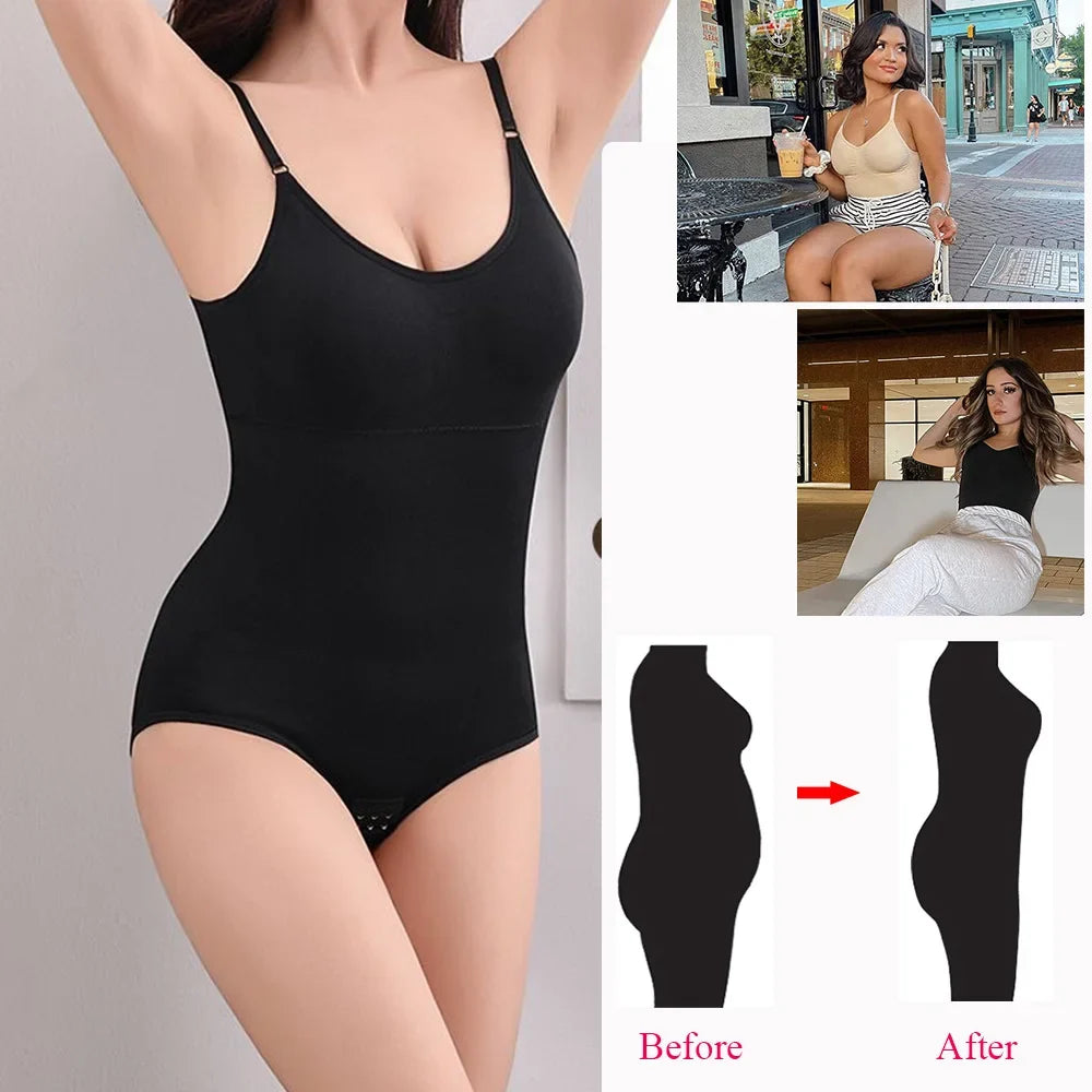 Shapewear Bodysuit for Tummy Control Women Hooks Crotch Body Shaper Stree Jumpsuit with Bras Abdomen Control