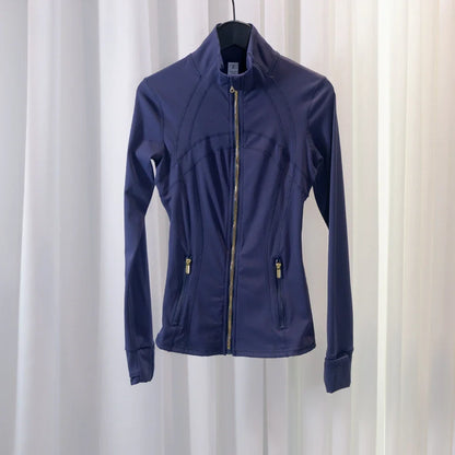 New Version Gold Zipper Slimming Jacket Yoga Stand Collar Coat Slim Fit Quick-Dry Sports Thin Twilight Rose Gold Summer