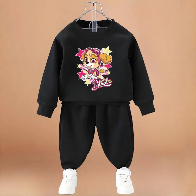 Printed Girls Pullover and Trousers Two Piece Sets Autumn Kids Casual Hoodies Set Spring Fall Children Sweatsuits New