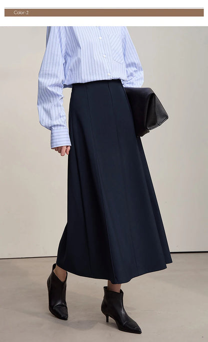 Women's Skirt 2025 Spring New Minimalist Solid Color Loose Skirts For Women Medium To Long Versatile A-shaped Skirt12524019