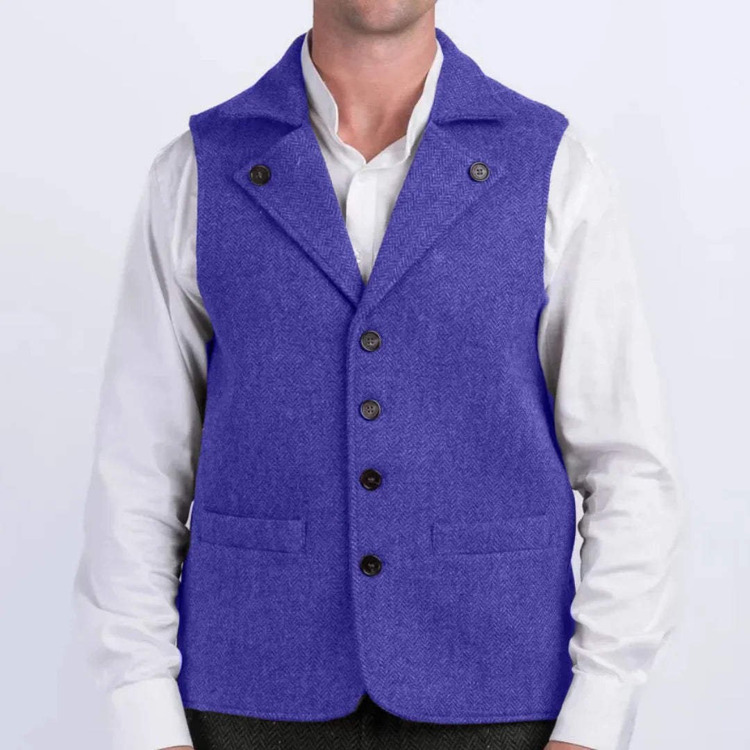 Men Vest Coffee Herringbone With Lapel Single Button Waistcoat For Wedding Party Commute Business Office Work Daily Casual Vest