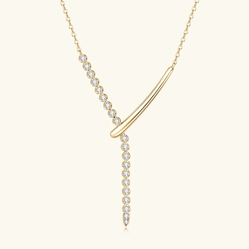 Full Round Moissanite Y-shaped Pendant Necklace for Women S925 Sterling Silver Chain Fine Jewelry Gift with Certificate