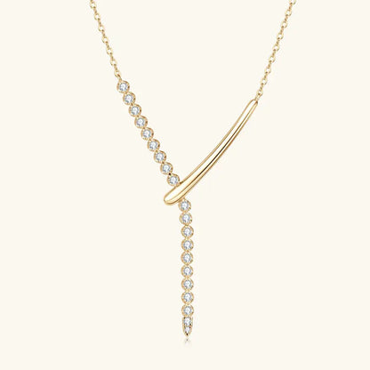 Full Round Moissanite Y-shaped Pendant Necklace for Women S925 Sterling Silver Chain Fine Jewelry Gift with Certificate