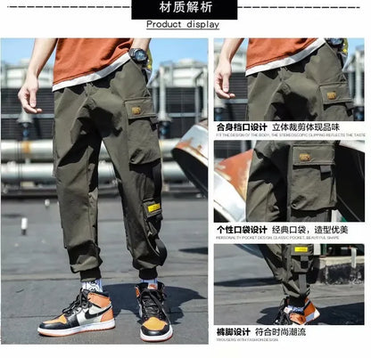 Mens Summer Army Green Loose Pant Joggers Pants Men Cargo Pants Hip Hop Casual Pockets Sweatpants Male Fashion Trousers