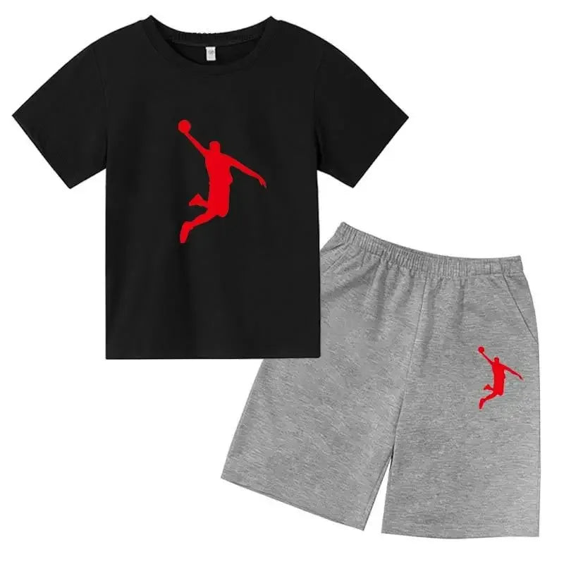 Basketball Idol Print Kids Summer Casual 2pcs T-shirts+Pants Sports Suits 3-13 Years Boys Girls Leisure Outfits Children Clothes