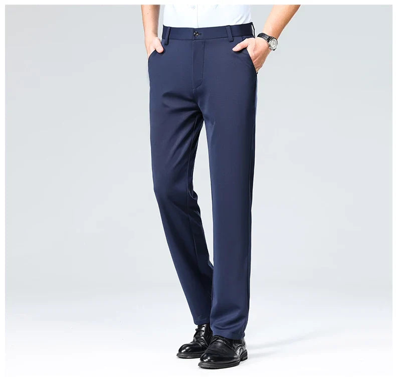 29-42 Men's Summer Thin Fashion Business Casual Suit Pants Long Pants Men's Elastic Straight Sleeve Formal Pants Plus Size