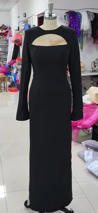 Customized Mermaid Black Prom Dresses France Long Sleeves Formal Evening Dresses Women Wedding Party Gowns Vestidos De Noche