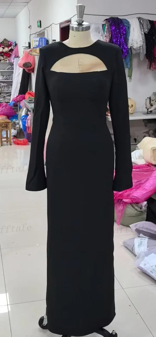 Customized Mermaid Black Prom Dresses France Long Sleeves Formal Evening Dresses Women Wedding Party Gowns Vestidos De Noche