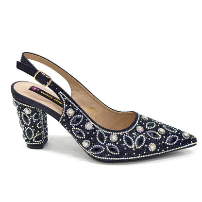 2025 Newest INS Style Black Color Elegant High Heels Nigeria Popular Design African Ladies Shoes And Bag Set For Party