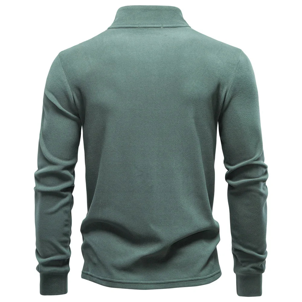 Men Solid Color Soft Shell Zipper Jacket Long Sleeve Pullover Breathable Warm Casual Streetwear
