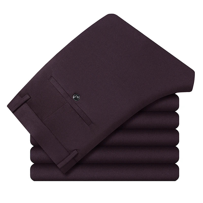 Men's Four-Way Stretch Business Casual Pants Spring/Autumn Formal Dress Trousers Elastic Comfortable Casual Pants