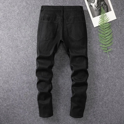 White Jeans Men's Cotton Skinny Elastic Ripped Hole Fashion Korean Denim Pants Rock Slim Trousers Hip-hop Streetwear