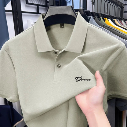 cotton100% hot sale men's new short sleeve polo shirt summer lapel letter printing ventilate t-shirt business classic mans wear