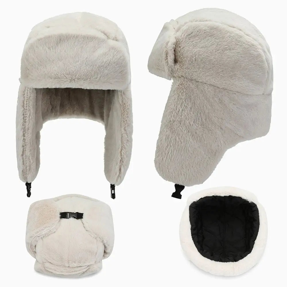Women Men Thick Plush Windproof Winter Hat Russian Ushanka Snow Caps Bomber Hat