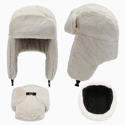 Women Men Thick Plush Windproof Winter Hat Russian Ushanka Snow Caps Bomber Hat