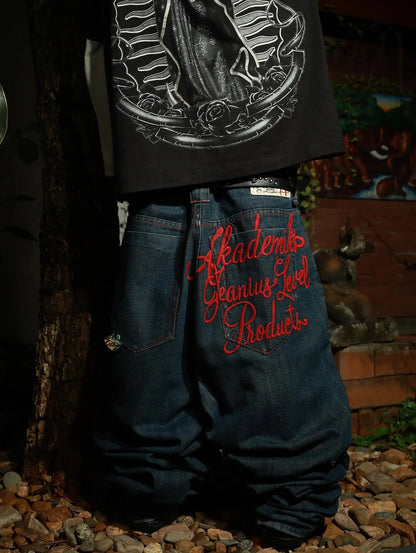 Y2K American Jeans Mens Oversized Retro Hip-Hop Wide-Leg Pants Harajuku Trend Rock Women Straight Pants