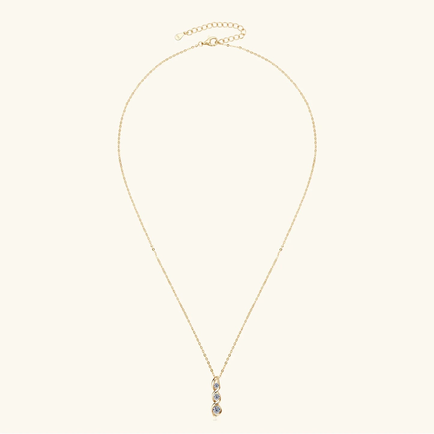 Moissanite Diamond Necklace Gift for Women 925 Sterling Silver 18K White/Yellow Gold Plated Twisted Pendant Chain