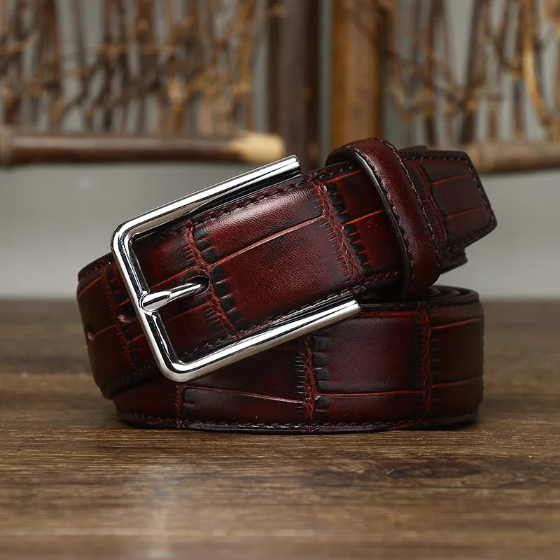 3.5CM Pure Cowhide High Quality Genuine Leather Belts for Men Strap Male Pin Buckle Business Suit West Belt Jeans Cowboy Cintos