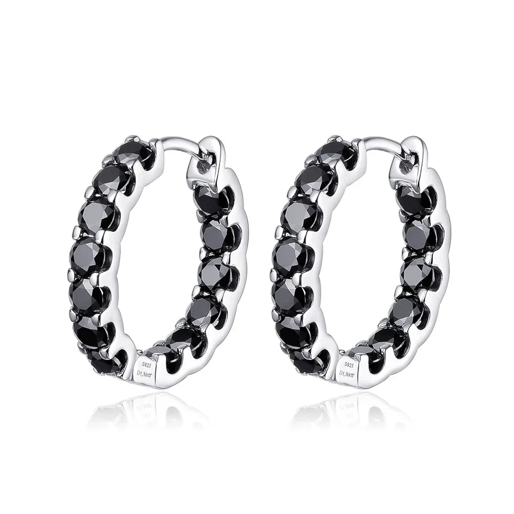 100% 925 Sterling Silver 3mm Real Moissanite Hoop Earrings For Men Women 2023 Trending Luxury Wedding Party Fine Jewelry