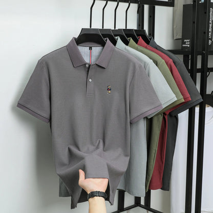 100% cotton high-quality short sleeve men's polo shirt fashion brand cute bear embroidery top Korean casual breathable T-shirt