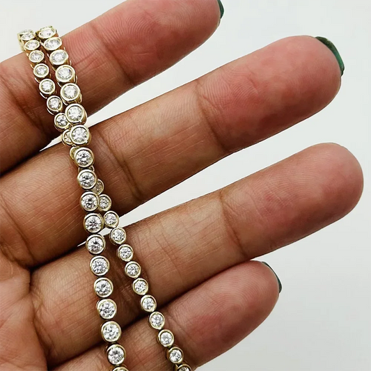 Bracelet de tennis 2/3 mm en moissanite certifiée pour femmes, en argent sterling 925, avec serti clos à bulles rondes, bracelets à breloques en diamant