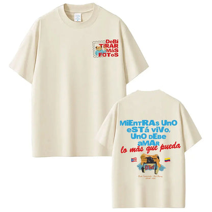 Rapper Bad Bunny Tour 2026 Graphics T-Shirt Men Women Vintage T Shirts Short-sleeved 100% Cotton Hip-hop Aesthetics T-shirts