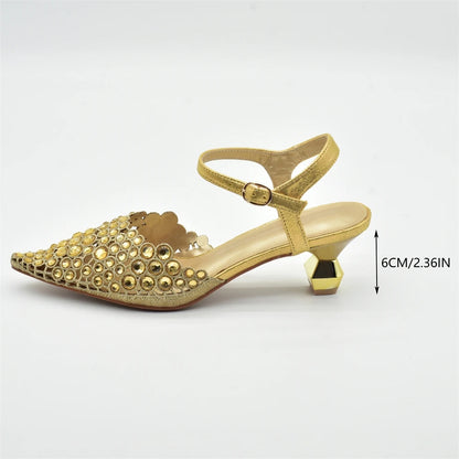 New Arrival Party Shoe and Bag Set for Women Italy 2026 Nigeria Elegance Party Rhinestone Pointed Toe Women's Shoes High Heel