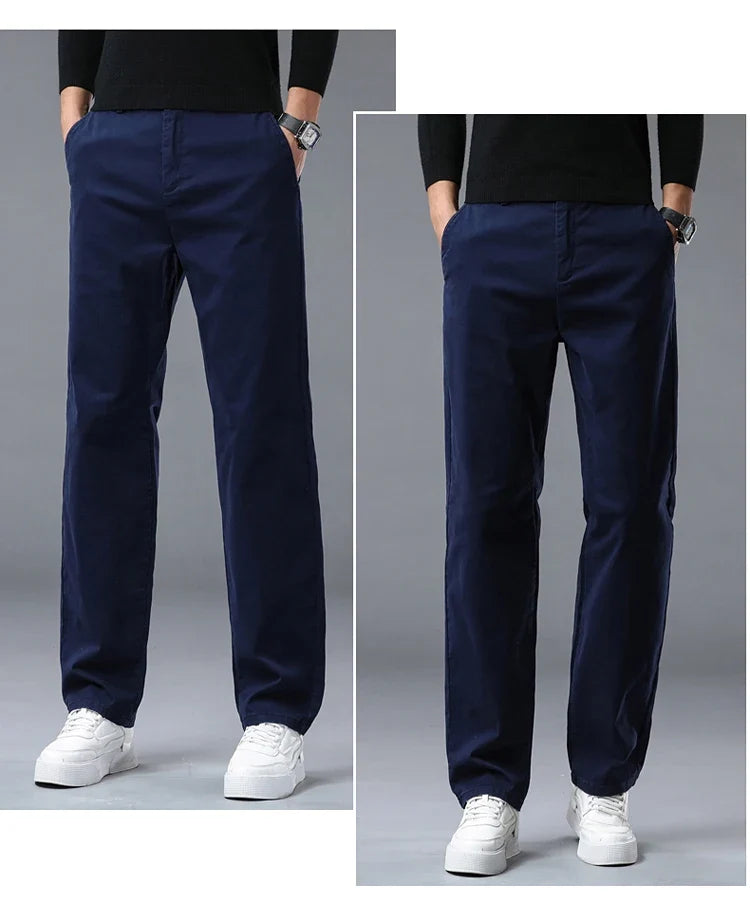 190 Cm Tall Men's Pants Summer Straight Chino Trouser Male Stretch Cotton Office Work Extra Long Leg Length 115 110cm Lengthed