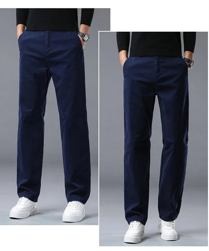 190 Cm Tall Men's Pants Summer Straight Chino Trouser Male Stretch Cotton Office Work Extra Long Leg Length 115 110cm Lengthed