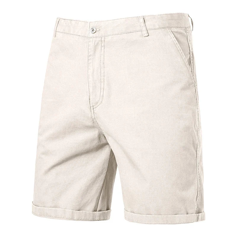 8 Colors Mens Cotton Casual Shorts Summer Business Casual Knee Pants Classic Khaki American Style Streetwear Golf Shorts Beige