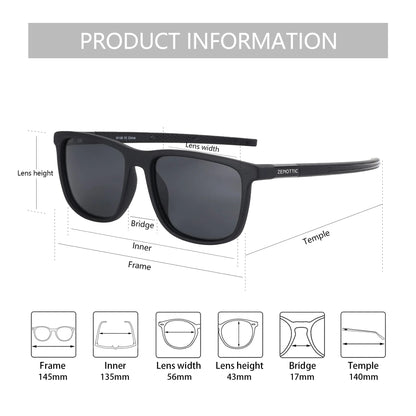 Square Polarized Sunglasses for Men - Lightweight TR90 Frame UV Blocking Shades for Driving Fishing Golf Sports